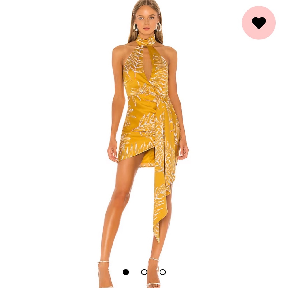 Camila Coelho Antonia Yellow Gold Halter Mini Dress